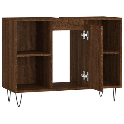 vidaXL Bathroom Cabinet Brown Oak 80x33x60 cm Engineered Wood 6