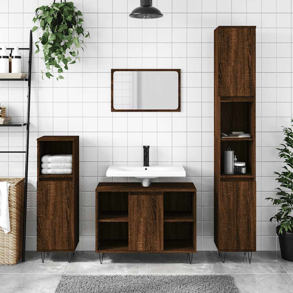 vidaXL Bathroom Cabinet Brown Oak 80x33x60 cm Engineered Wood 1