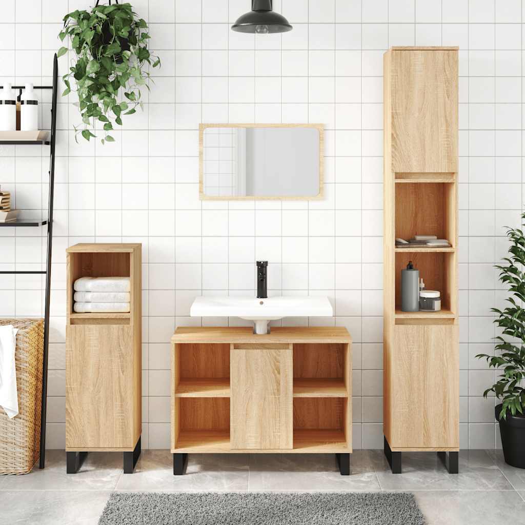 vidaXL Bathroom Cabinet Sonoma Oak 80x33x60 cm Engineered Wood 1