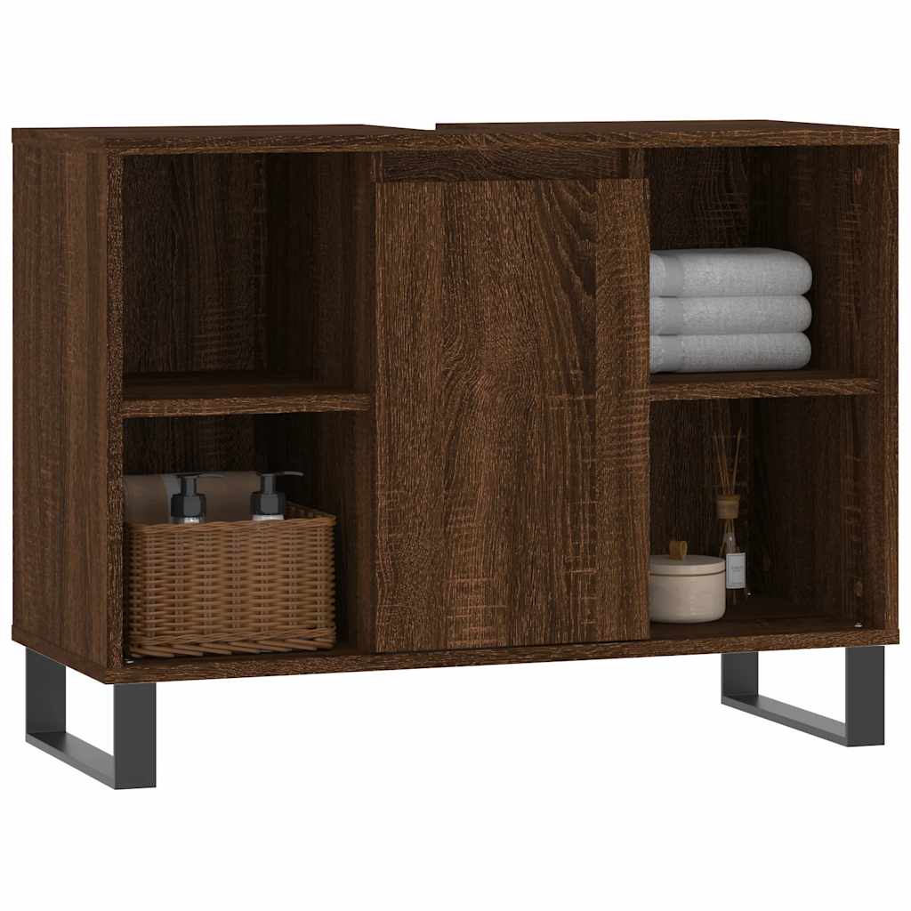 vidaXL Bathroom Cabinet Brown Oak 80x33x60 cm Engineered Wood 3