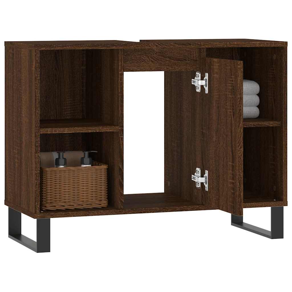 vidaXL Bathroom Cabinet Brown Oak 80x33x60 cm Engineered Wood 4