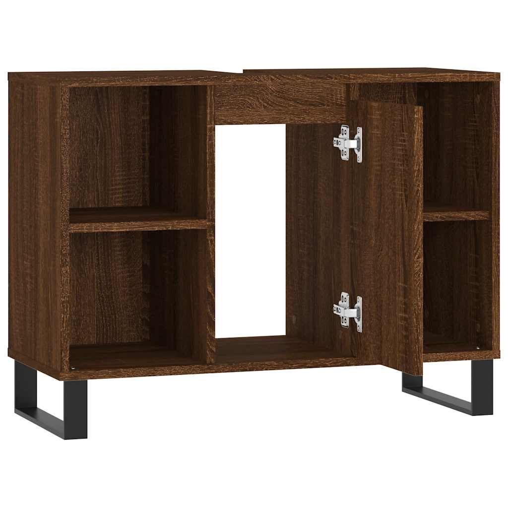 vidaXL Bathroom Cabinet Brown Oak 80x33x60 cm Engineered Wood 5