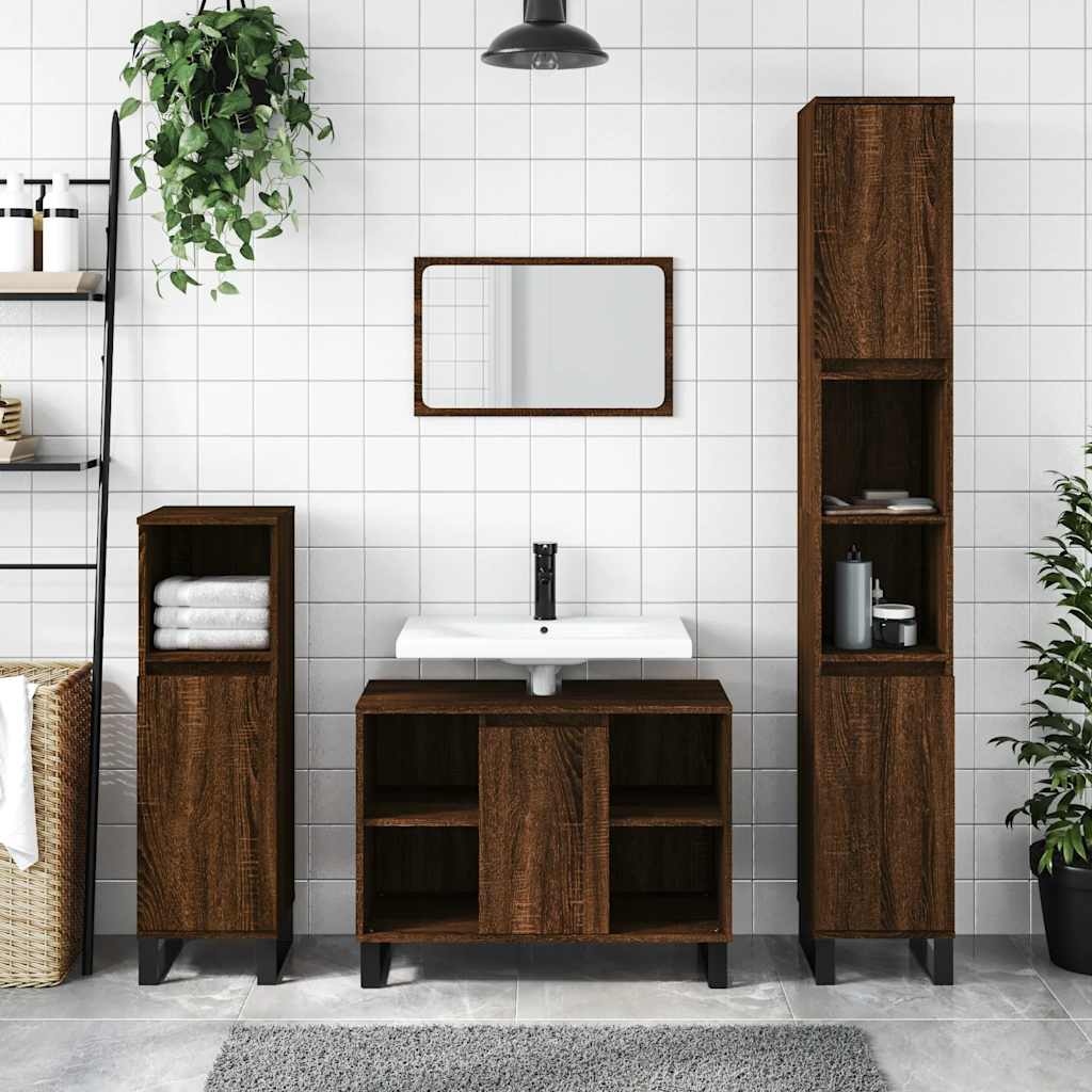 vidaXL Bathroom Cabinet Brown Oak 80x33x60 cm Engineered Wood 1