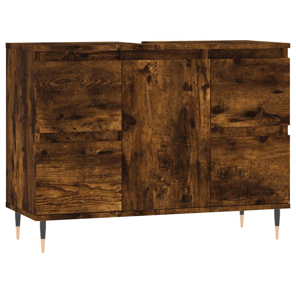 vidaXL Bathroom Cabinet Smoked Oak 80x33x60 cm Engineered Wood 2