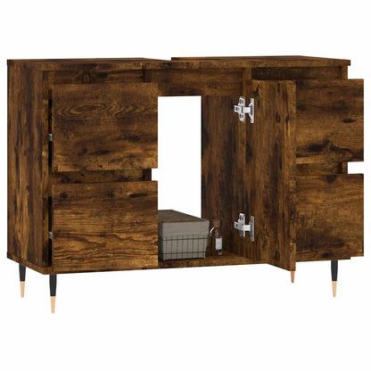 vidaXL Bathroom Cabinet Smoked Oak 80x33x60 cm Engineered Wood 3