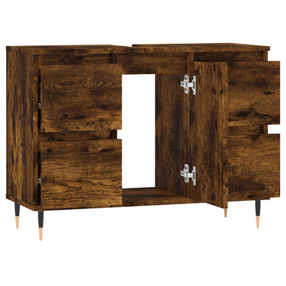 vidaXL Bathroom Cabinet Smoked Oak 80x33x60 cm Engineered Wood 4