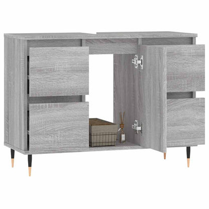 vidaXL Bathroom Cabinet Grey Sonoma 80x33x60 cm Engineered Wood 3