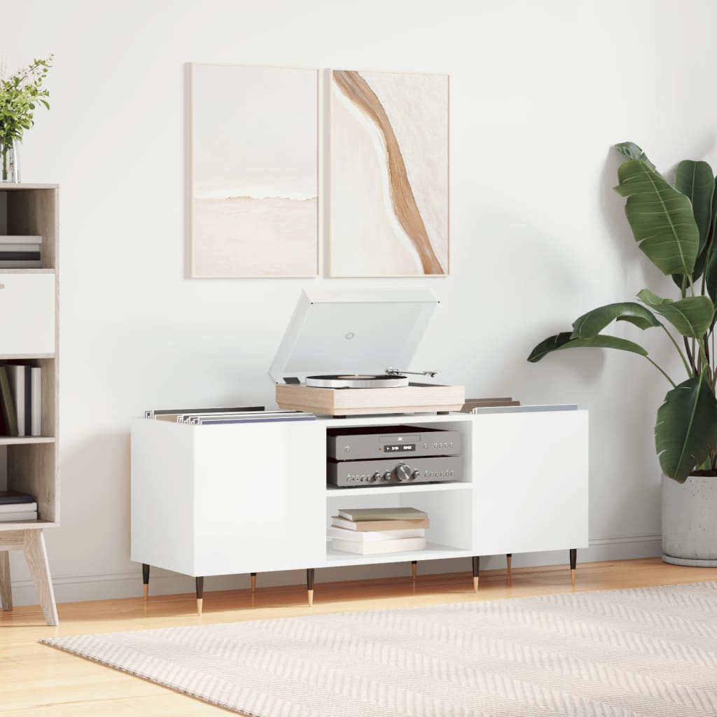 vidaXL Record Cabinet High Gloss White 121x38x48 cm Engineered Wood 1