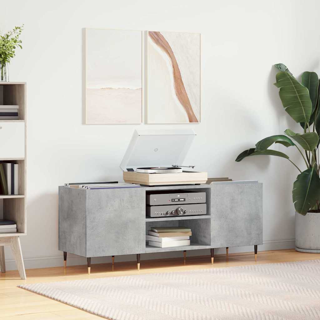vidaXL Record Cabinet Concrete Grey 121x38x48 cm Engineered Wood 1