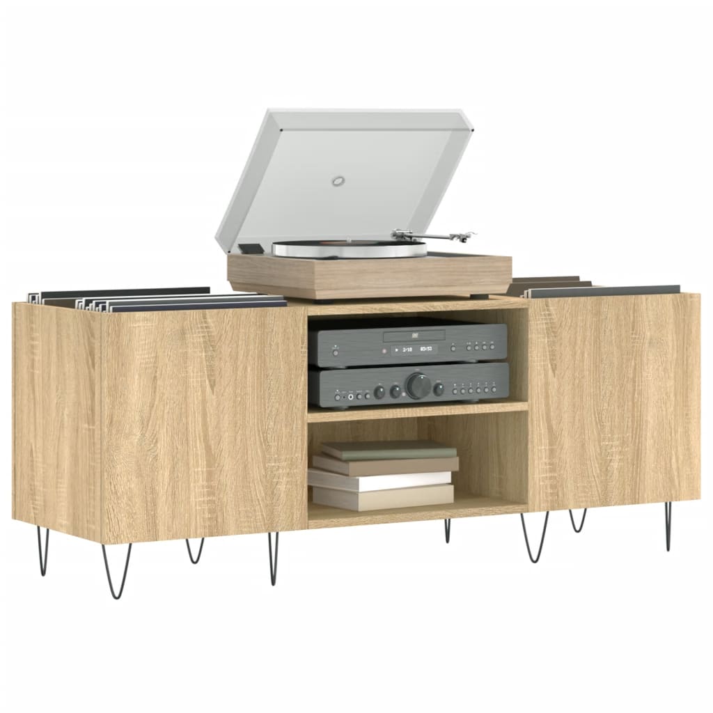 vidaXL Record Cabinet Sonoma Oak 121x38x48 cm Engineered Wood 3