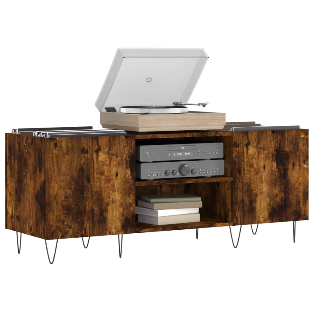 vidaXL Record Cabinet Smoked Oak 121x38x48 cm Engineered Wood 3