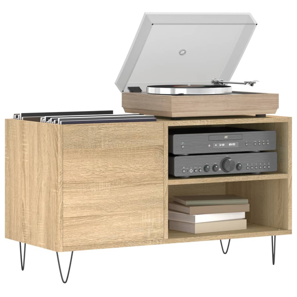 vidaXL Record Cabinet | Sonoma oak | Engineered wood, iron | Medium | Storage 3