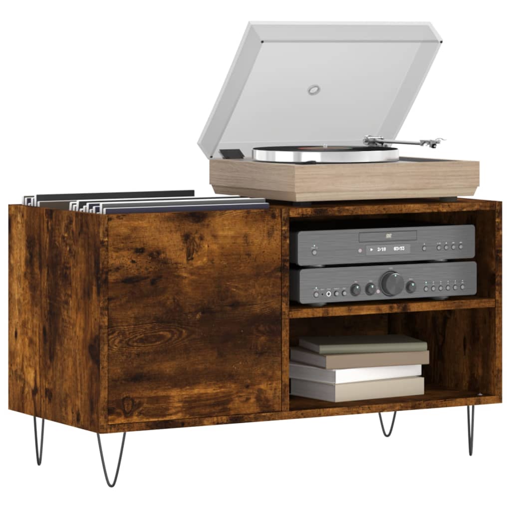 vidaXL Record Cabinet Smoked Oak 85x38x48 cm Engineered Wood 3