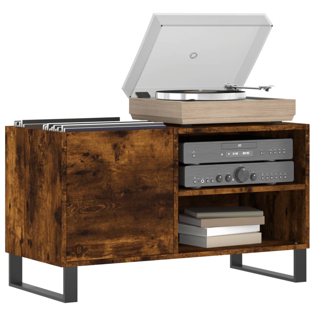 vidaXL Record Cabinet Smoked Oak 85x38x48 cm Engineered Wood 3