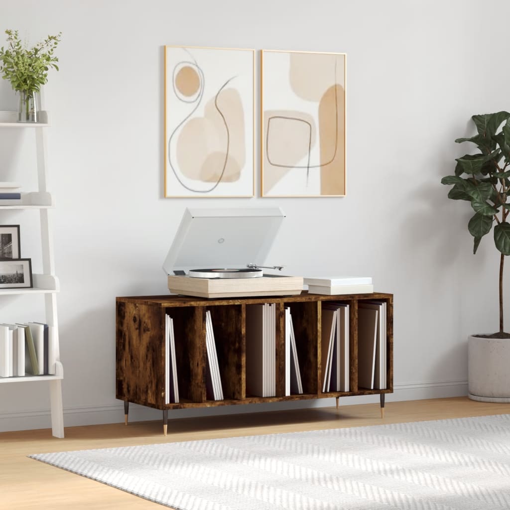 vidaXL Record Cabinet Smoked Oak 100x38x48 cm Engineered Wood 1