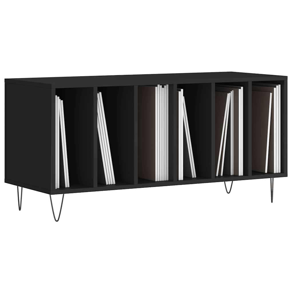 vidaXL Record Cabinet Black 100x38x48 cm Engineered Wood 3