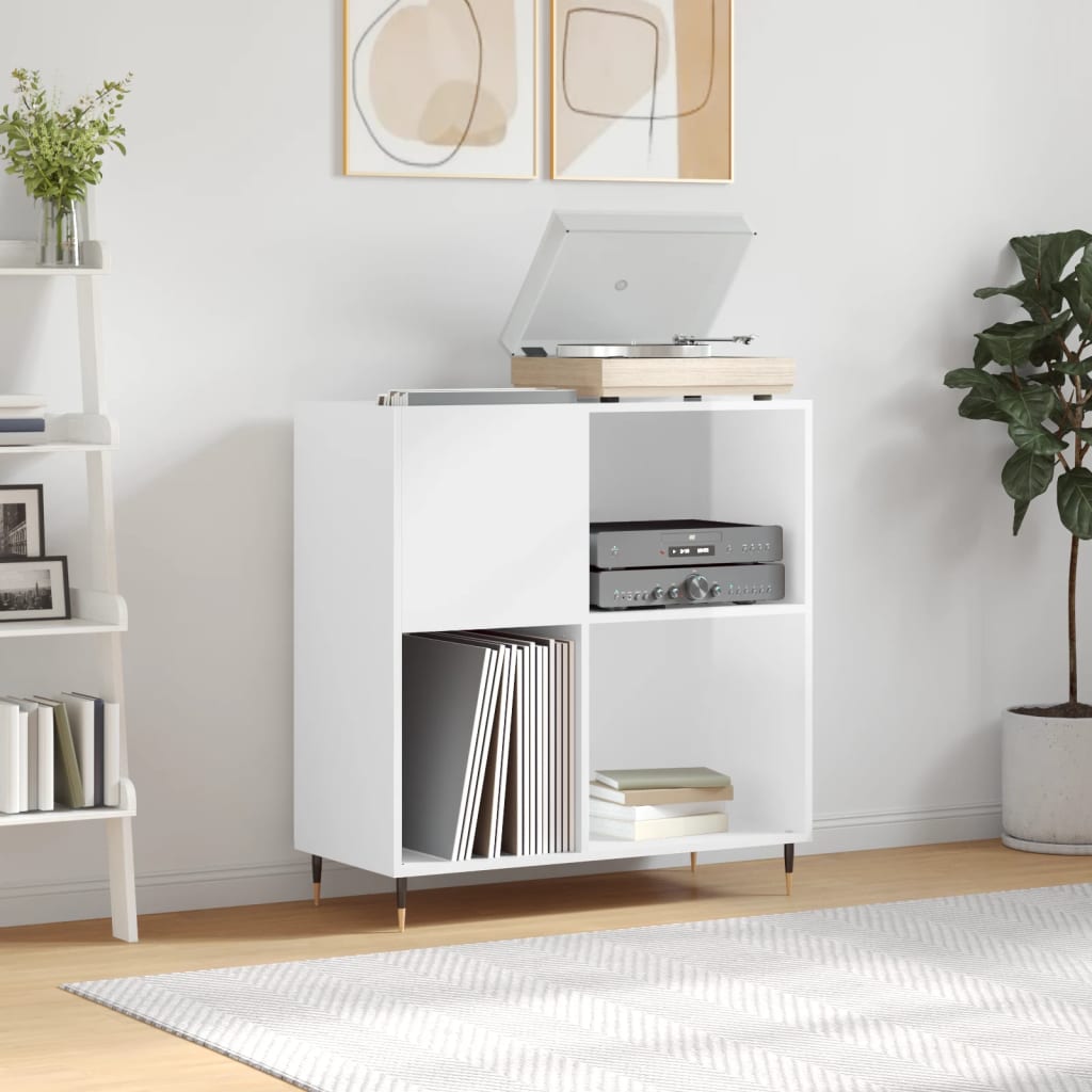 vidaXL Record Cabinet High Gloss White 84.5x38x89 cm Engineered Wood 1