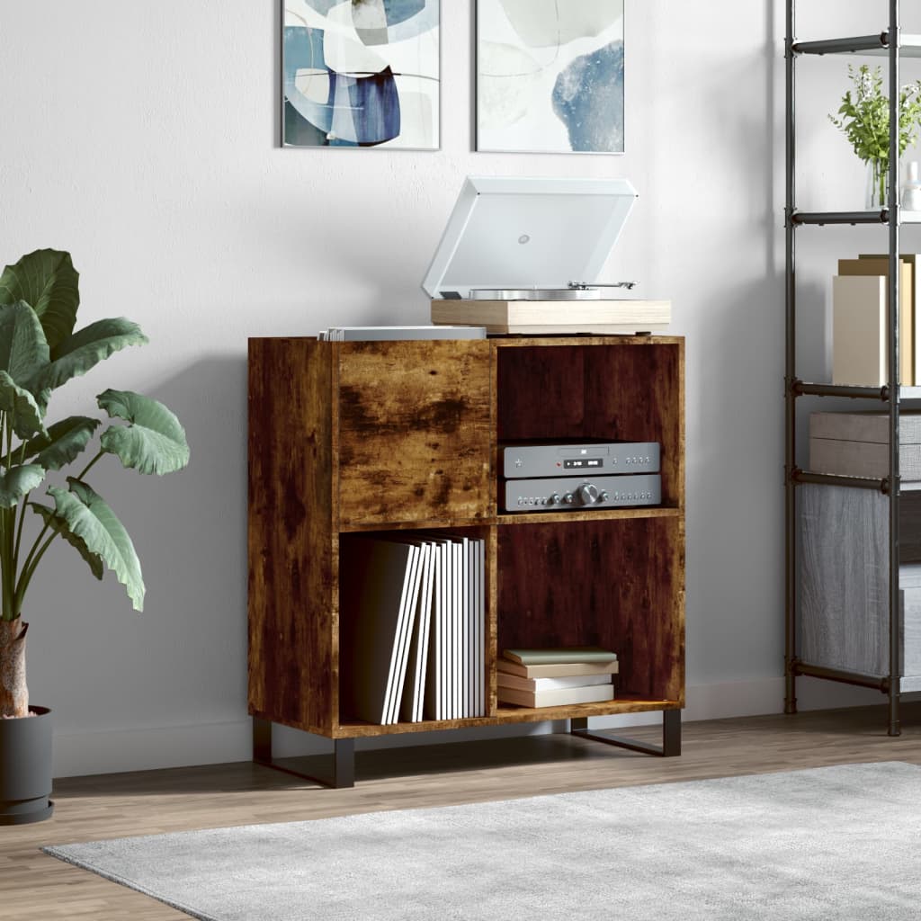 vidaXL Record Cabinet Smoked Oak 84,5x38x89 cm Engineered Wood 1
