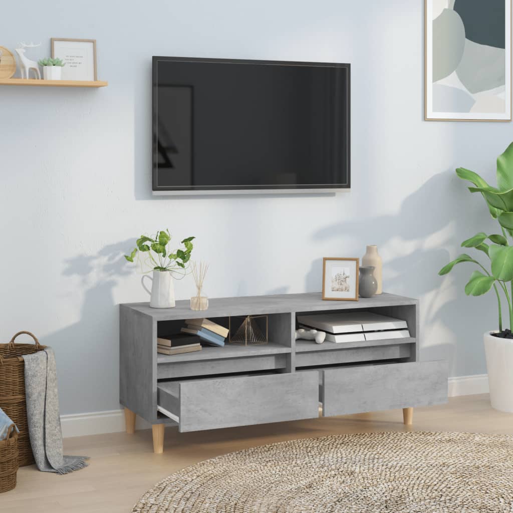 vidaXL TV Cabinet Concrete Grey 100x34.5x44.5 cm Engineered Wood 3
