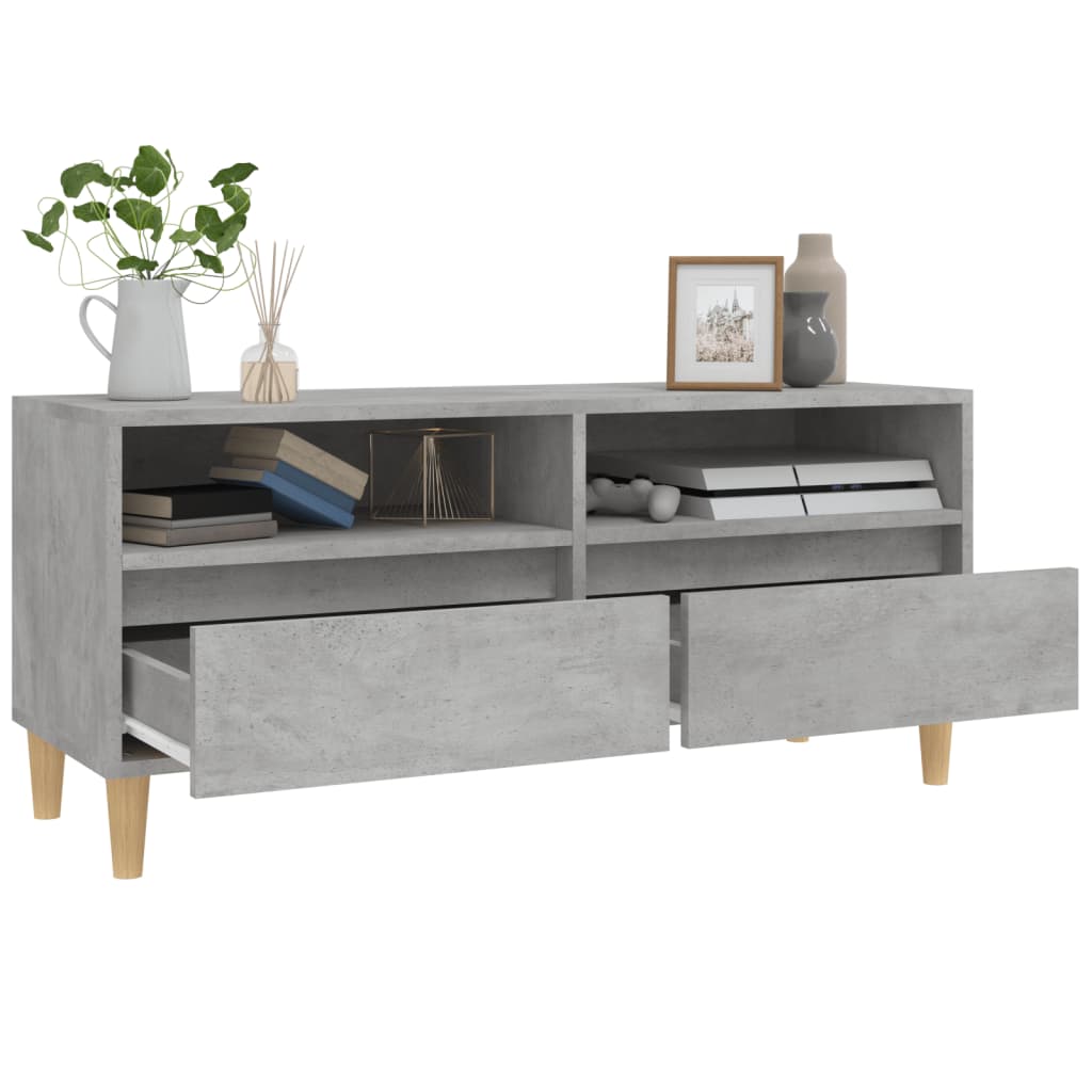 vidaXL TV Cabinet Concrete Grey 100x34.5x44.5 cm Engineered Wood 5