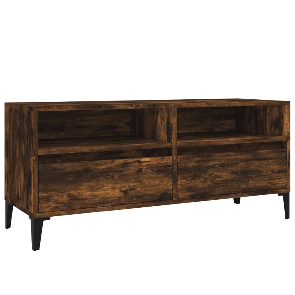 vidaXL TV Cabinet Smoked Oak 100x34.5x44.5 cm Engineered Wood 2