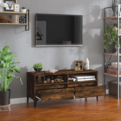 vidaXL TV Cabinet Smoked Oak 100x34.5x44.5 cm Engineered Wood 3