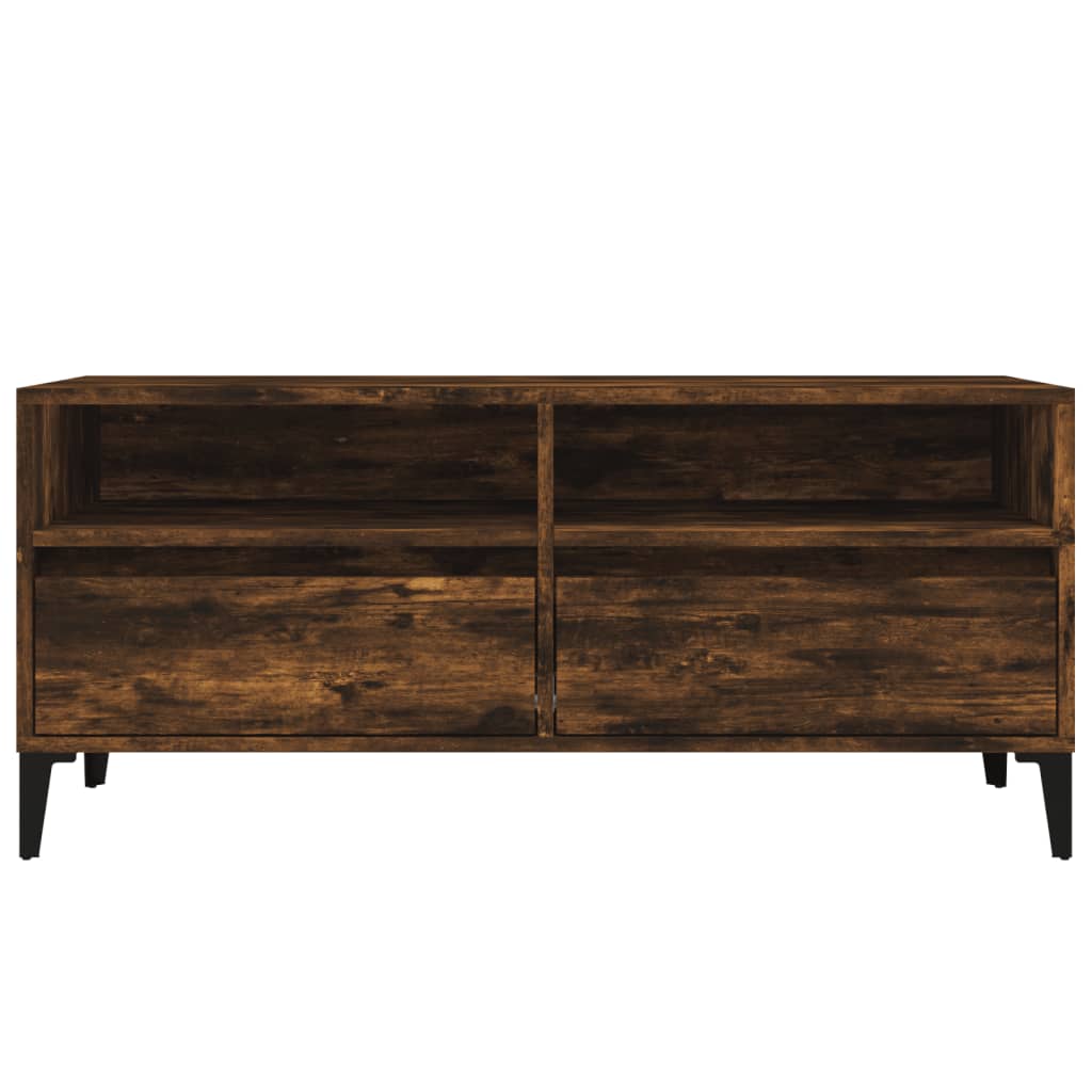 vidaXL TV Cabinet Smoked Oak 100x34.5x44.5 cm Engineered Wood 6