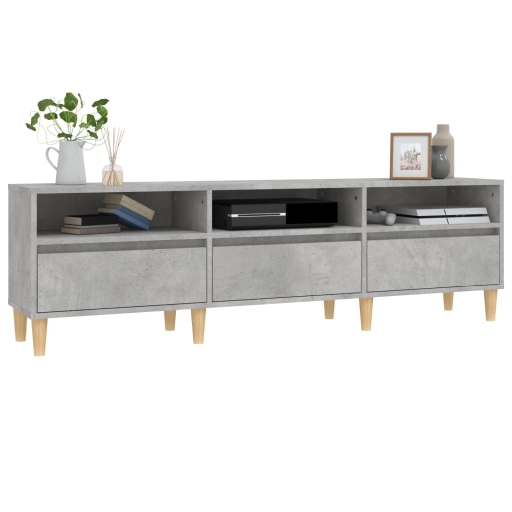 vidaXL TV Cabinet Concrete Grey 150x30x44.5 cm Engineered Wood 4