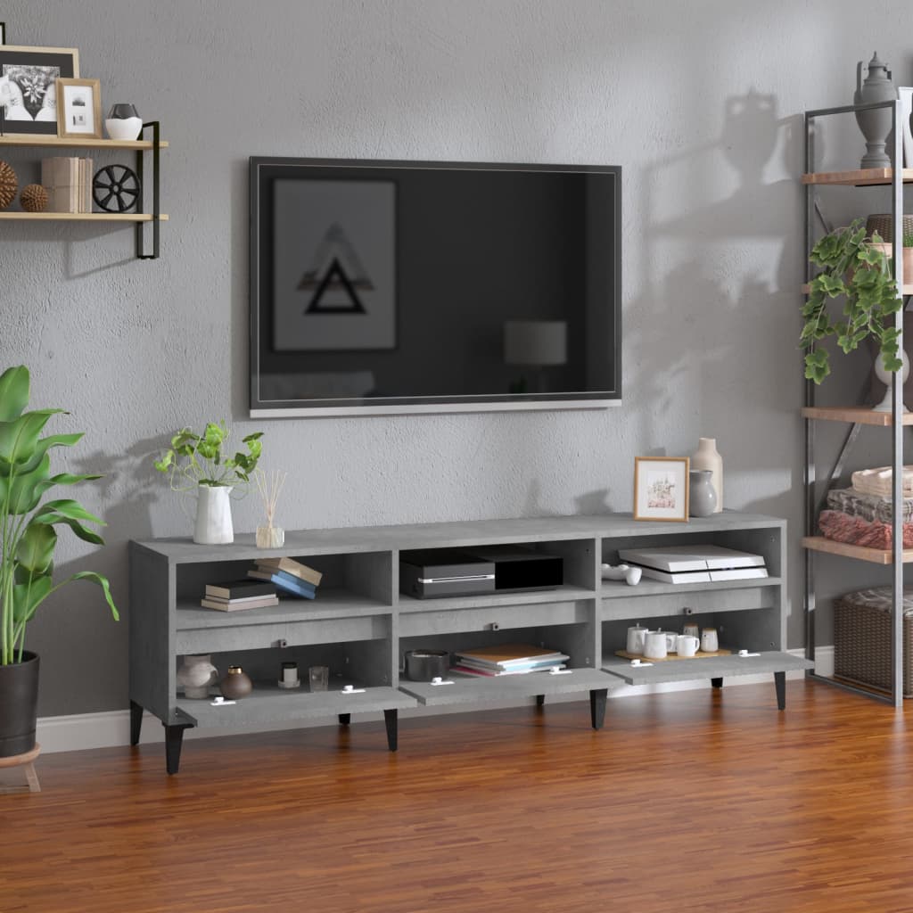 vidaXL TV Cabinet Concrete Grey 150x30x44.5 cm Engineered Wood 3