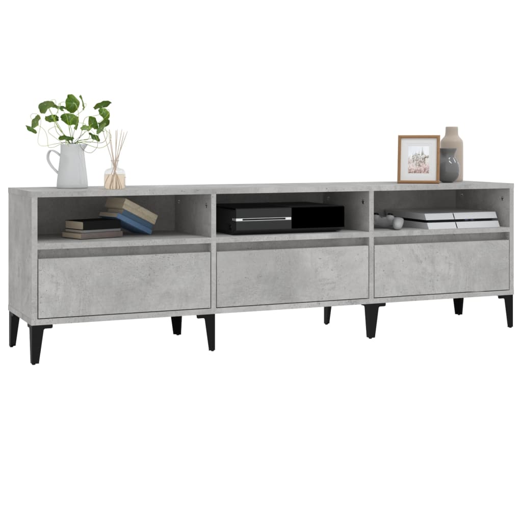 vidaXL TV Cabinet Concrete Grey 150x30x44.5 cm Engineered Wood 4