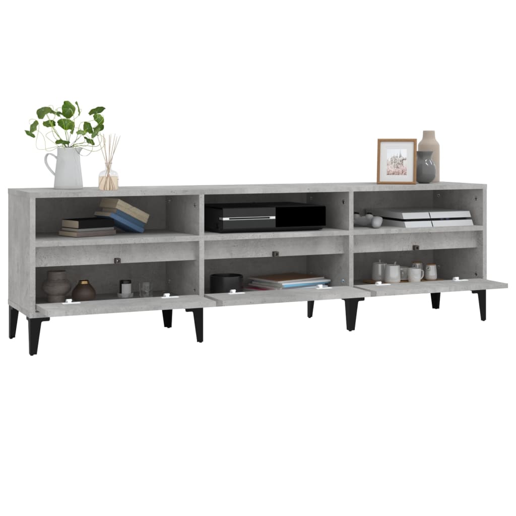 vidaXL TV Cabinet Concrete Grey 150x30x44.5 cm Engineered Wood 5