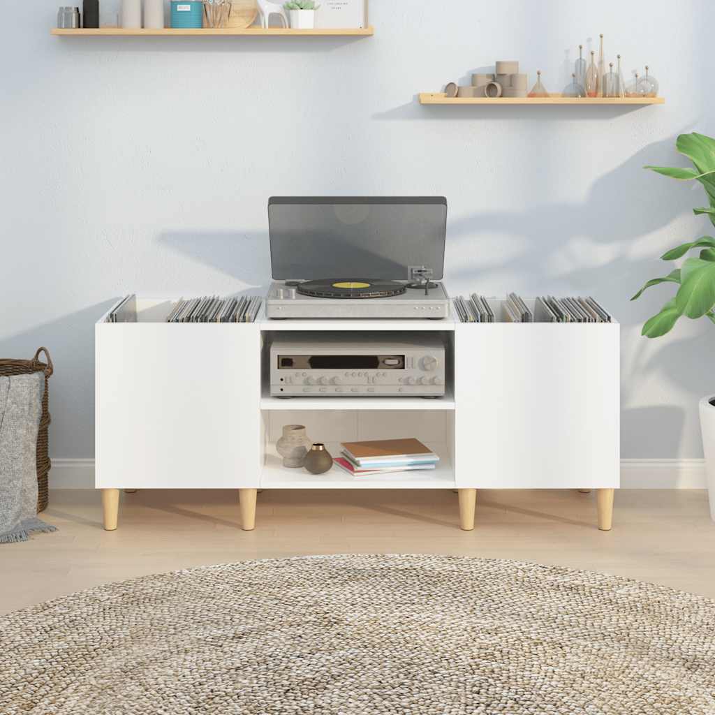 vidaXL Record Cabinet High Gloss White 121x38x48 cm Engineered Wood 3