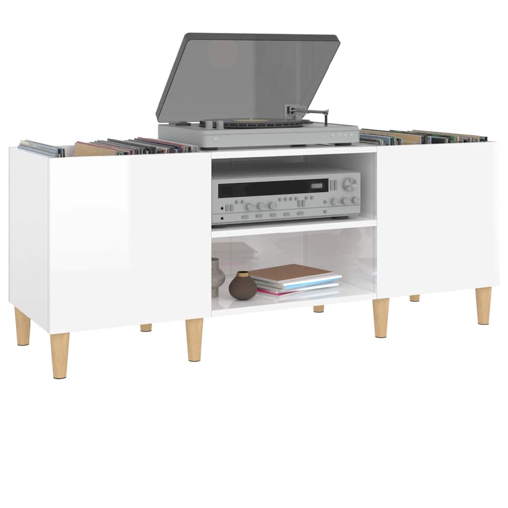 vidaXL Record Cabinet High Gloss White 121x38x48 cm Engineered Wood 4