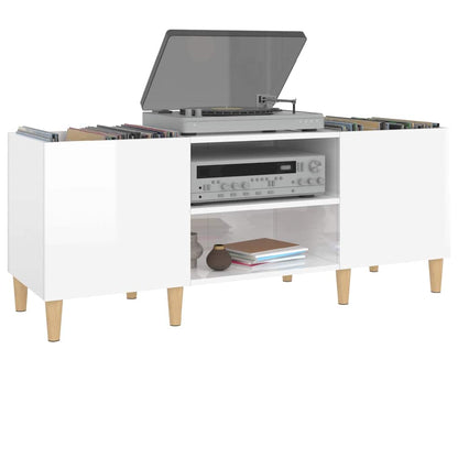 vidaXL Record Cabinet High Gloss White 121x38x48 cm Engineered Wood 4