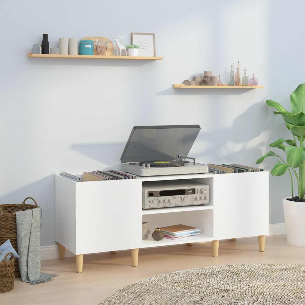 vidaXL Record Cabinet High Gloss White 121x38x48 cm Engineered Wood 1