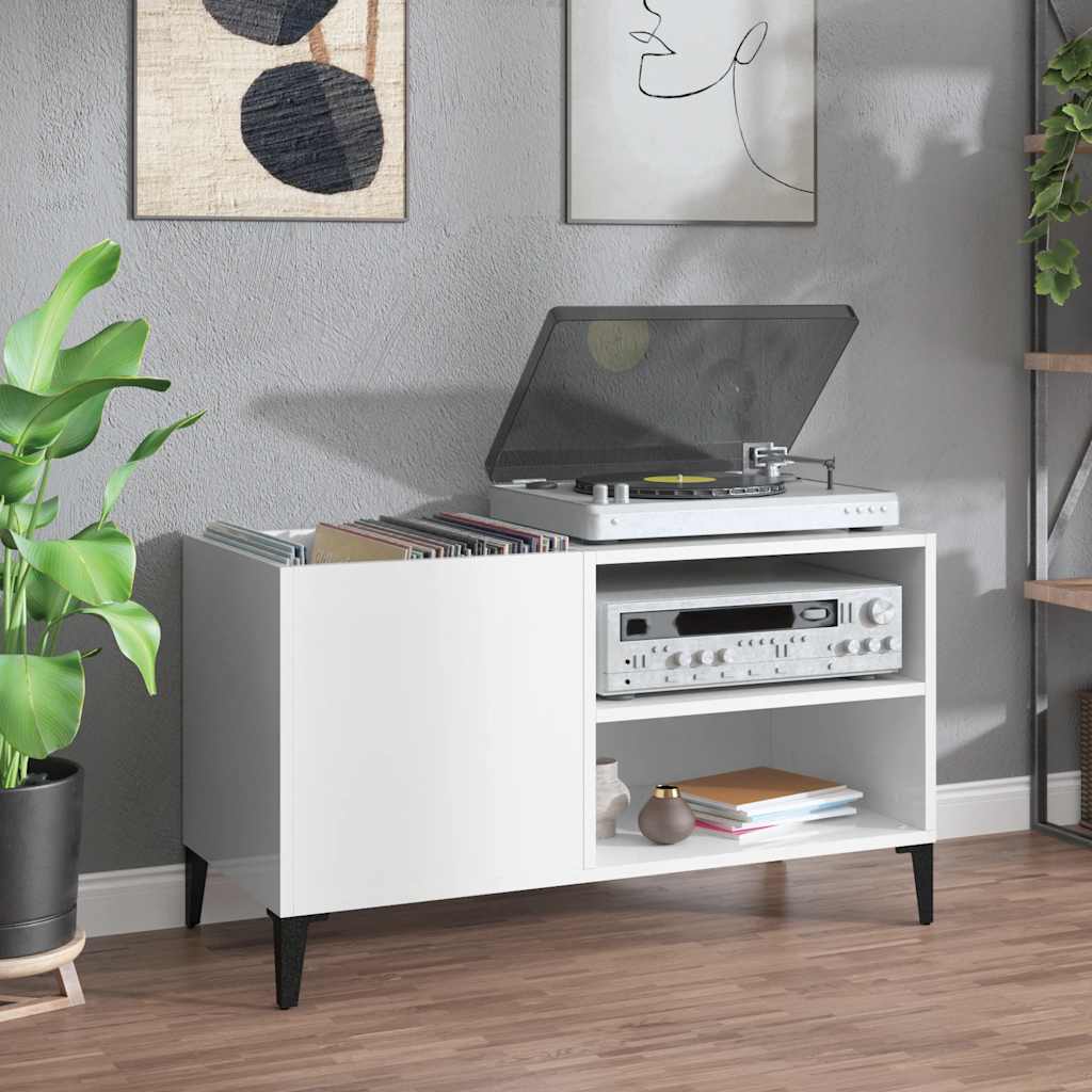 vidaXL Record Cabinet High Gloss White 84,5x38x48 cm Engineered Wood 1