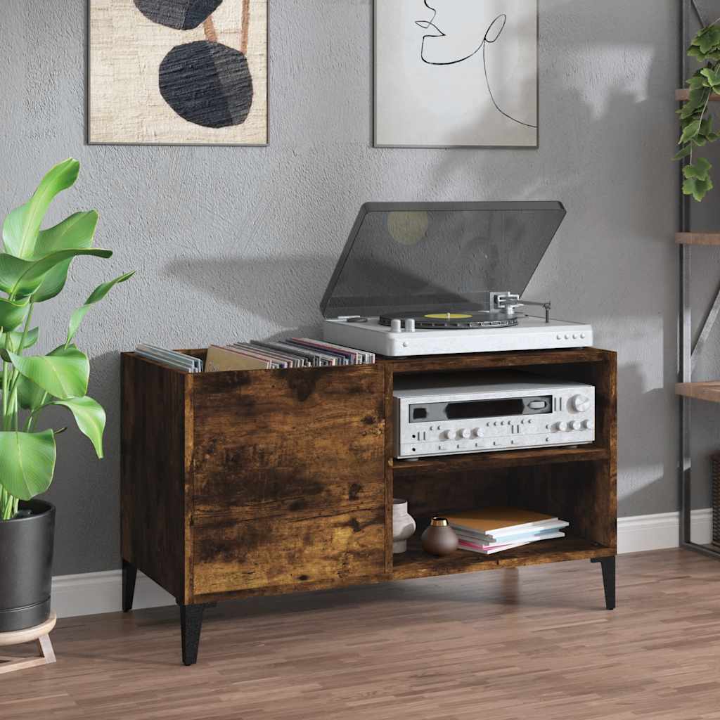 vidaXL Record Cabinet Smoked Oak 84,5x38x48 cm Engineered Wood 1