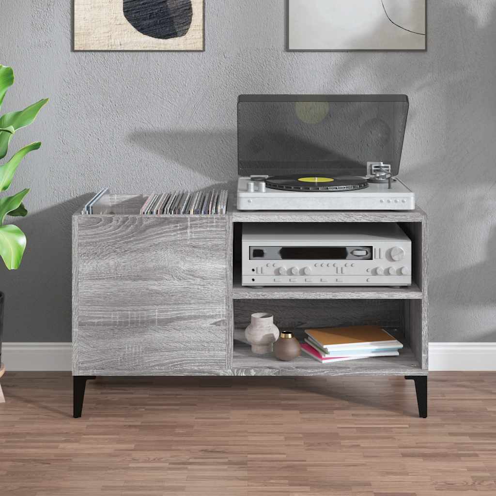 vidaXL Record Cabinet Grey Sonoma 84,5x38x48 cm Engineered Wood 3