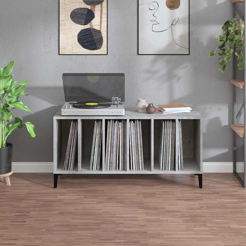 Record Cabinet 100x38x48 cm Engineered Wood Concrete grey