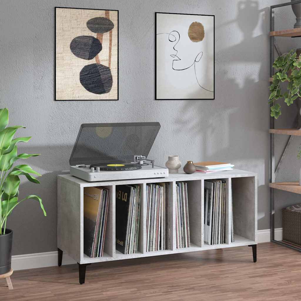 Record Cabinet 100x38x48 cm Engineered Wood Concrete grey