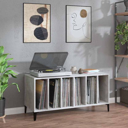 Record Cabinet 100x38x48 cm Engineered Wood Concrete grey