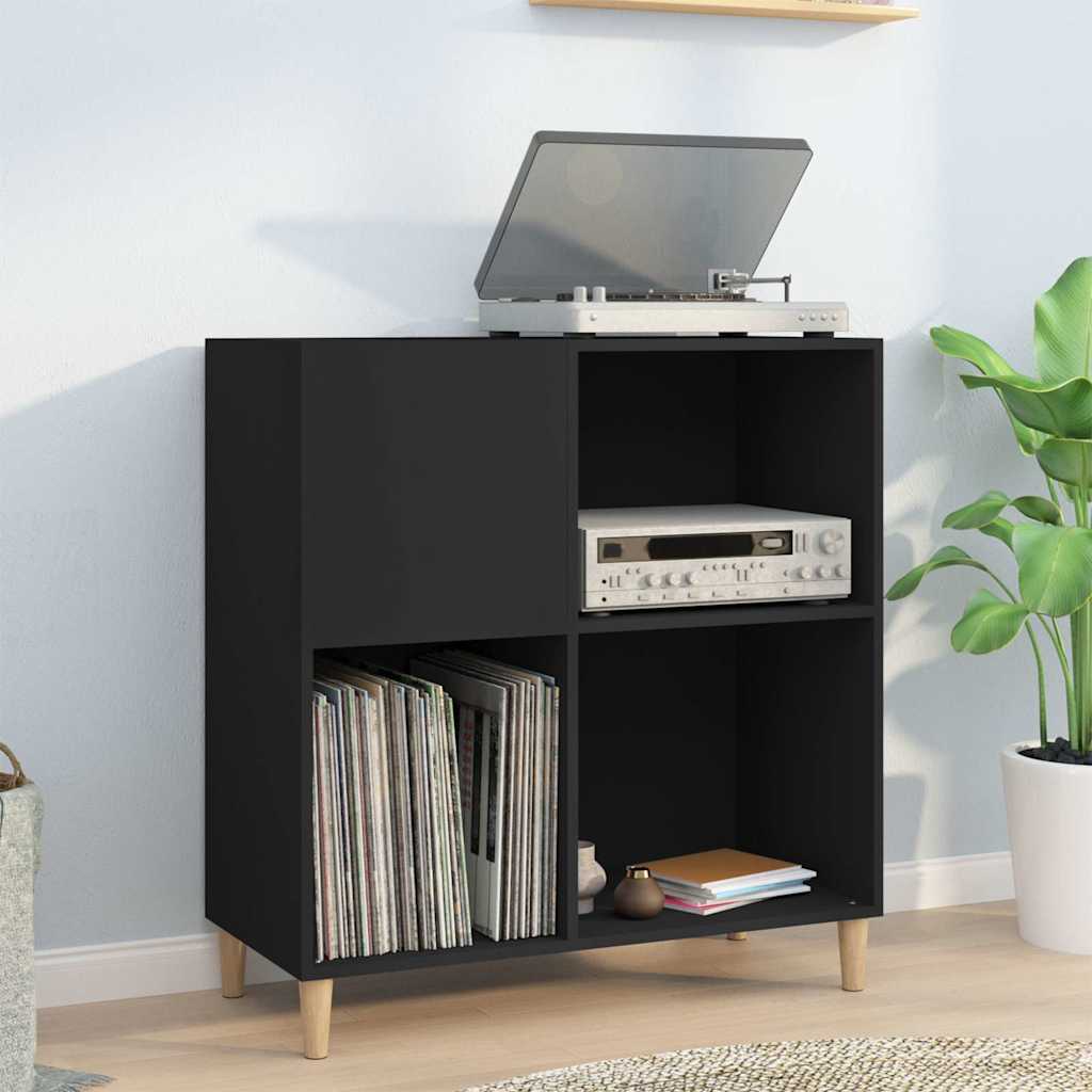 vidaXL Record Cabinet Black 84.5x38x89 cm Engineered Wood 1