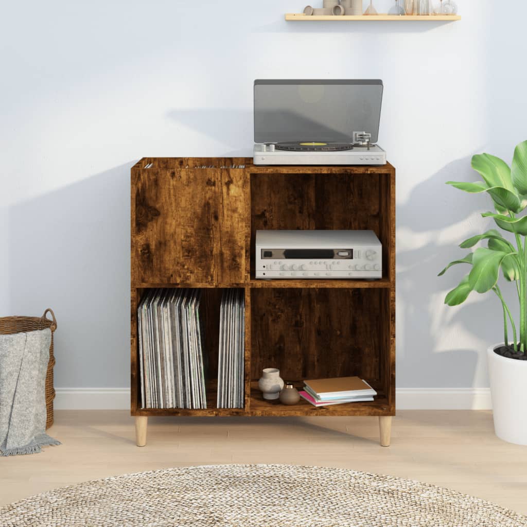 Record Cabinet 84,5x38x89 cm Engineered Wood Smoked oak