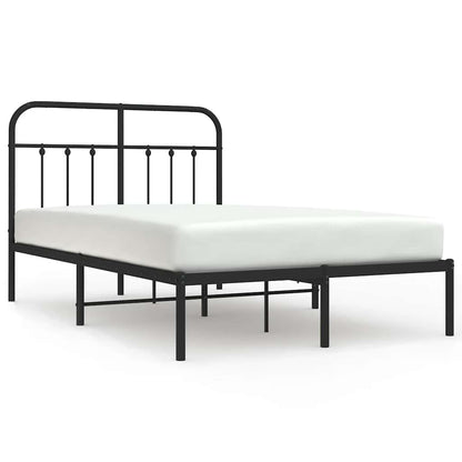 vidaXL Metal Bed Frame without Mattress with Headboard Black 120x190cm 2