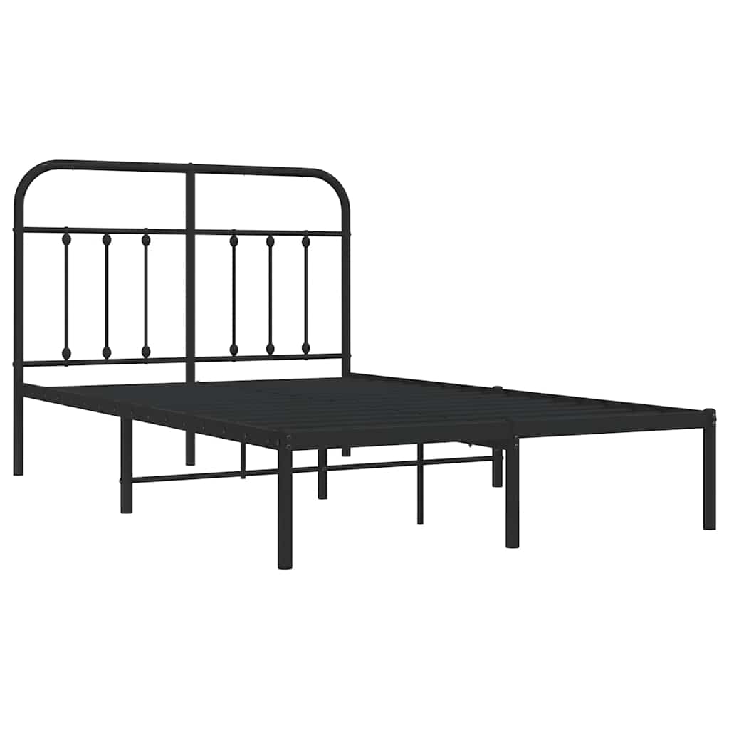 vidaXL Metal Bed Frame without Mattress with Headboard Black 120x190cm 3