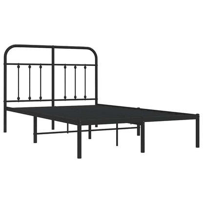 vidaXL Metal Bed Frame without Mattress with Headboard Black 120x190cm 3