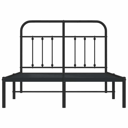 vidaXL Metal Bed Frame without Mattress with Headboard Black 120x190cm 6
