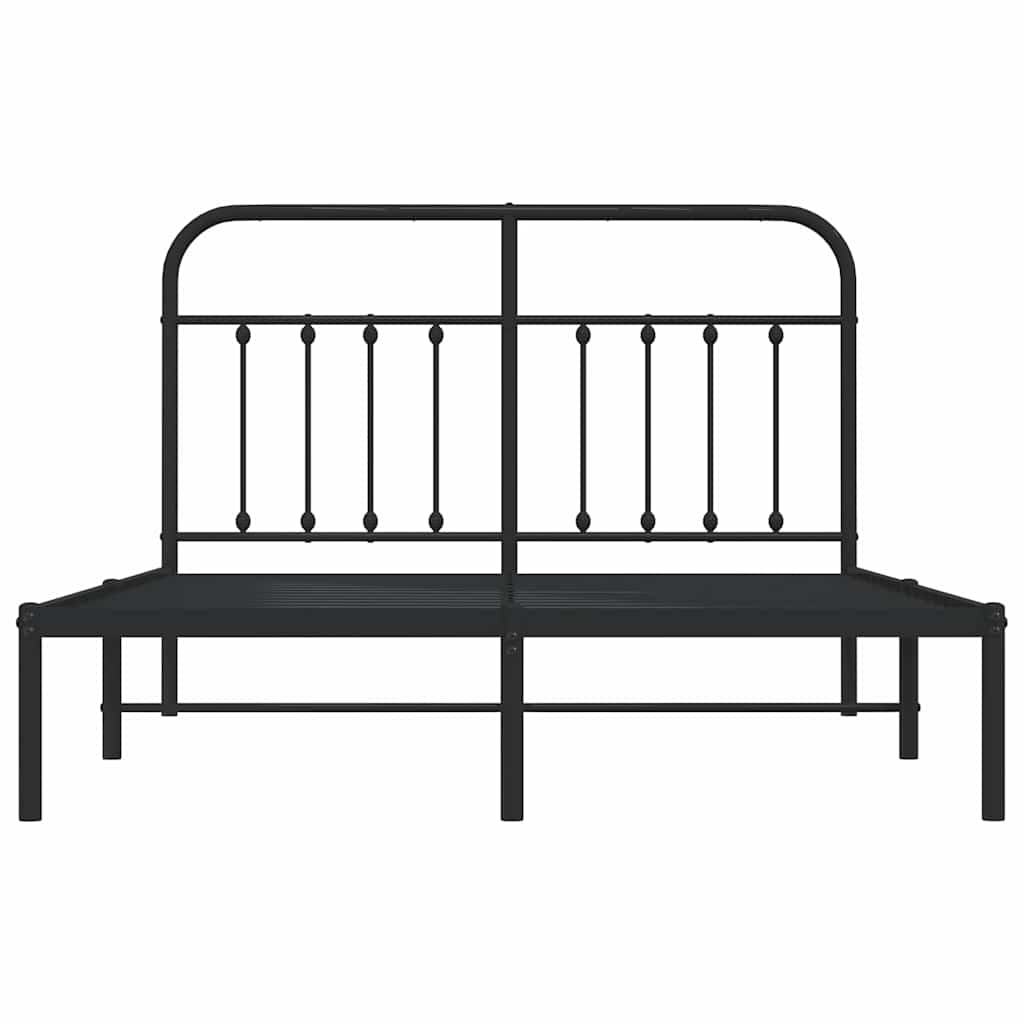 vidaXL Metal Bed Frame without Mattress with Headboard Black 140x190cm 6