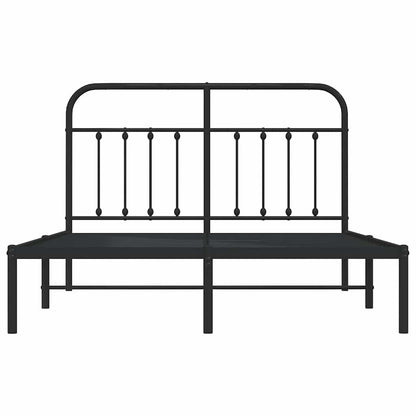 vidaXL Metal Bed Frame without Mattress with Headboard Black 140x190cm 6