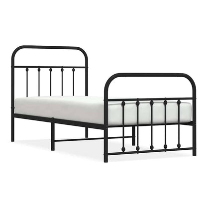 Metal Bed Frame without Mattress with Footboard with Headboard & Footboard Black 90 cm 190 cm
